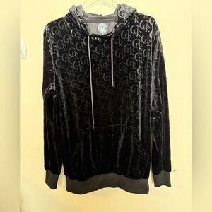 Crooks & Castles Hoodie Black Velvet Logo Velour Pocket Medium
